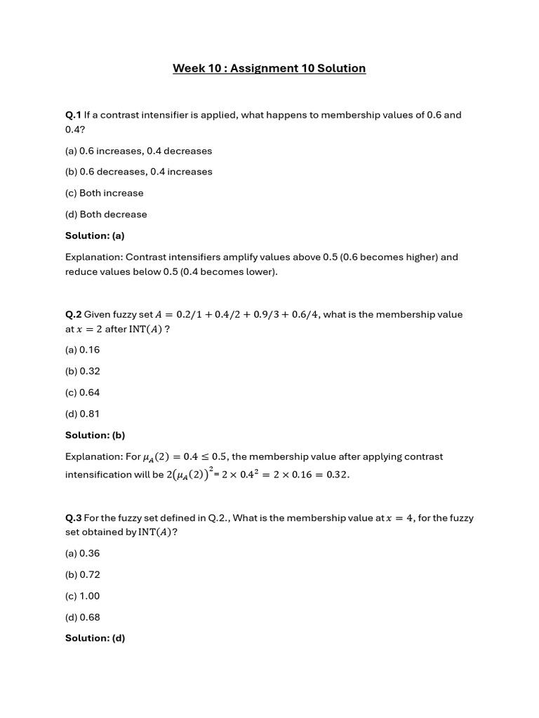 Fuzzy Logic Assignment 10 Solutions | PDF | Fuzzy Logic | Logic