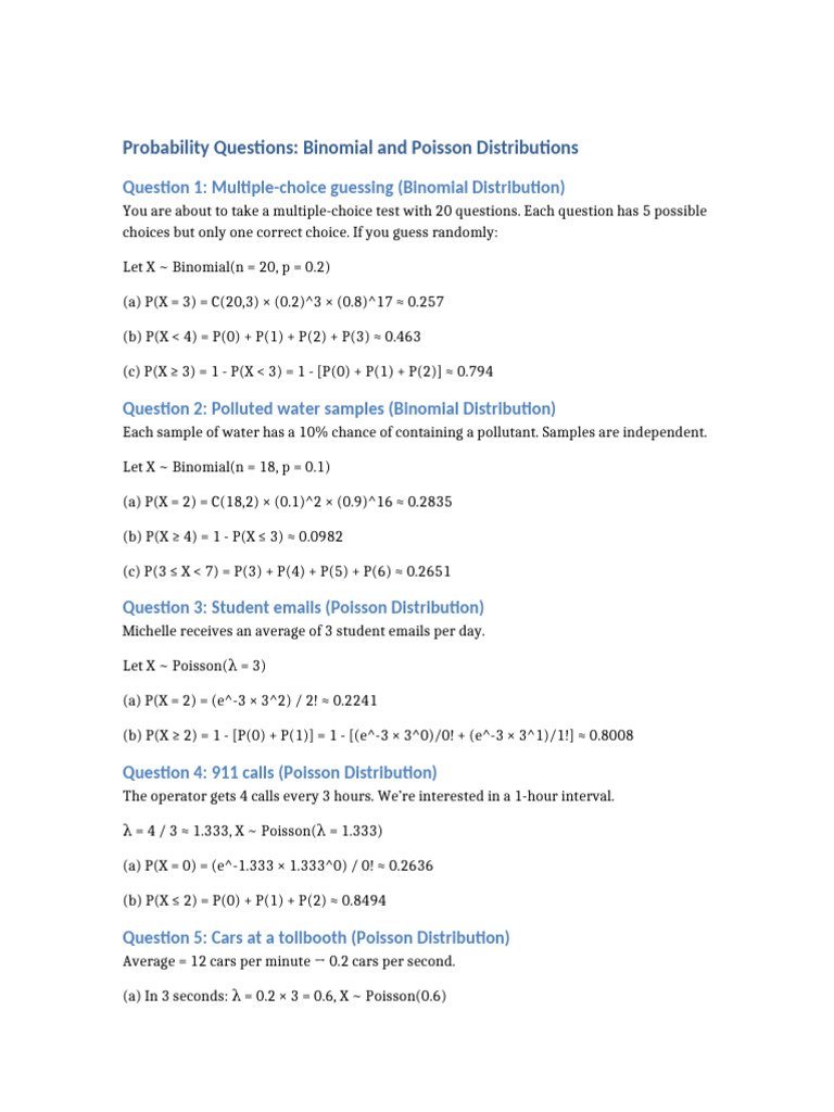 Probability Questions 1 To 5 Pdf