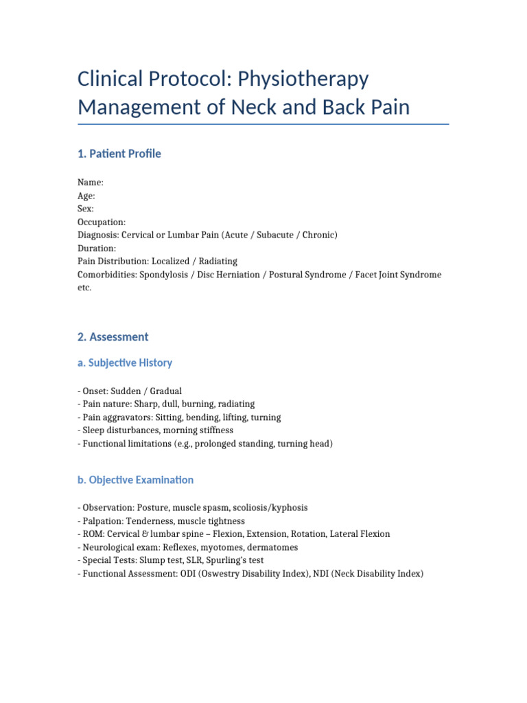 Physiotherapy for Neck and Back Pain | PDF | Back Pain | Clinical Medicine
