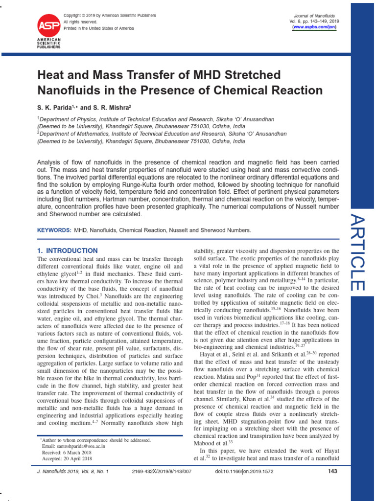 MHD Nanofluids: Heat & Mass Transfer Analysis | PDF | Boundary Layer ...