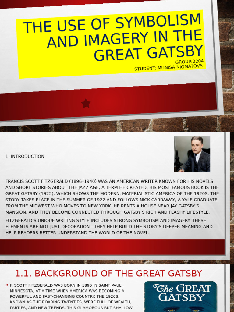 Symbolism and Imagery in Gatsby | PDF | The Great Gatsby | F. Scott ...