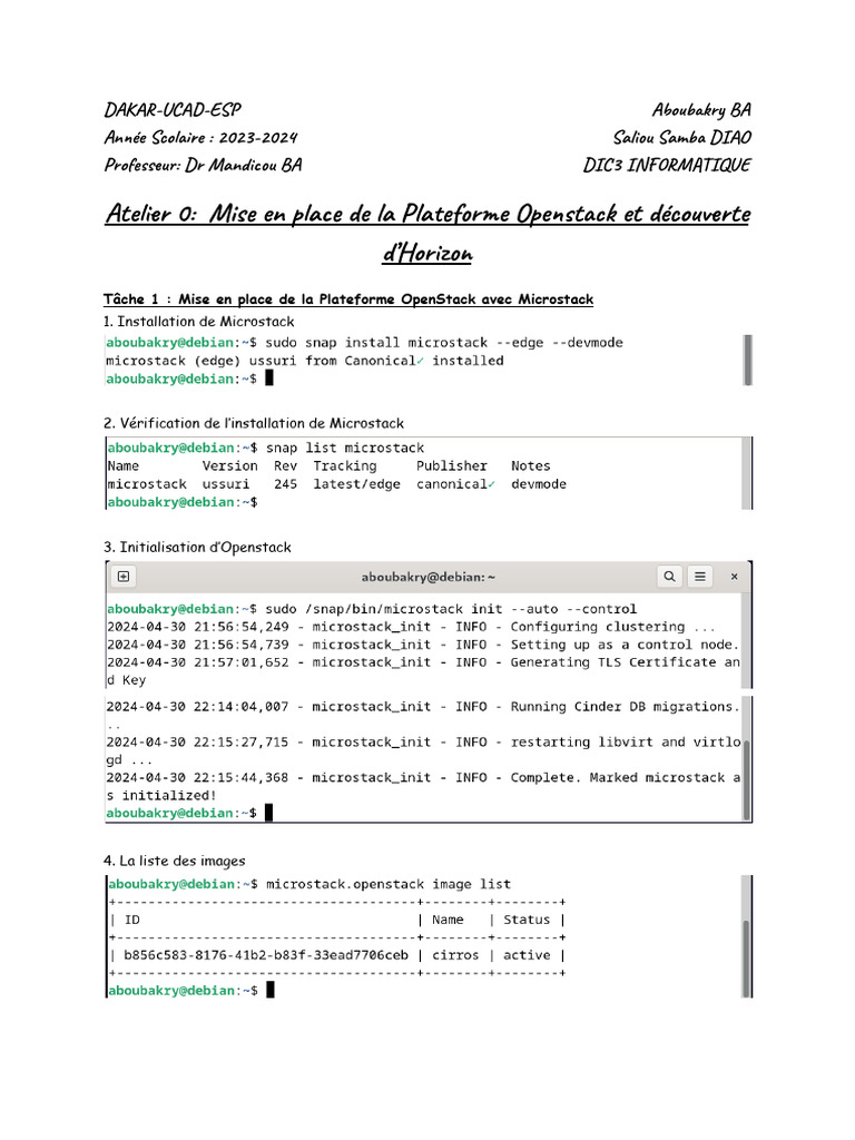 Atelier OpenStack : Installation et Découverte | PDF | OpenStack ...