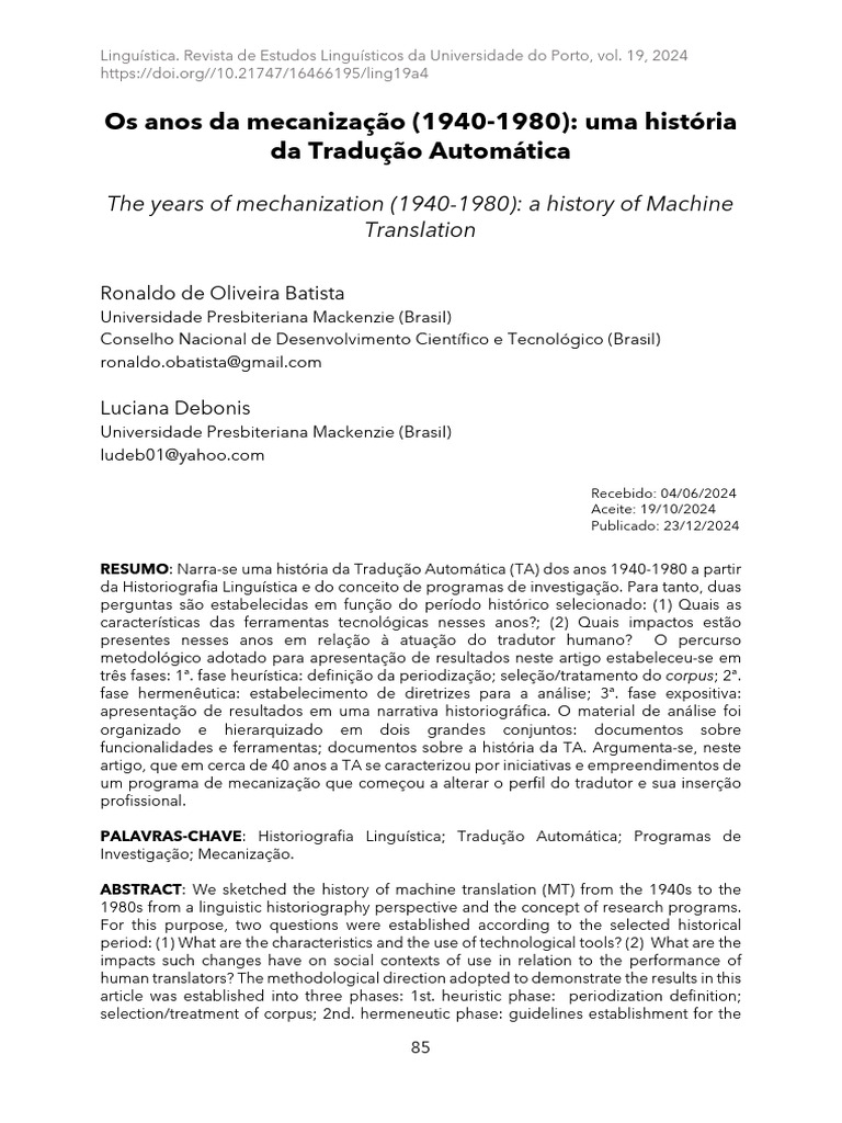 História da Tradução Automática (1940-1980) | PDF | Linguística | Gramática