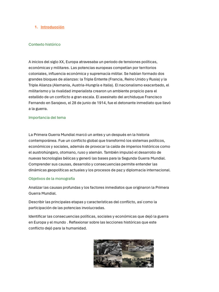 Causas y Consecuencias de la Primera Guerra Mundial | PDF | Austria ...