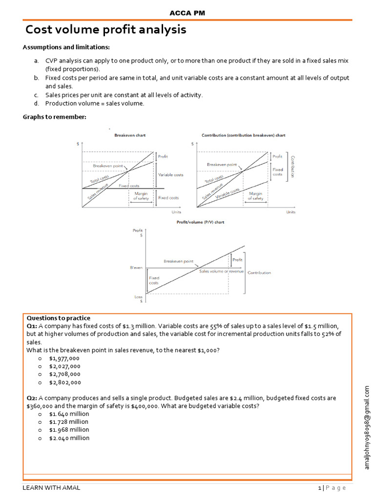 Cost Volume Profit Analysis Guide | PDF | Mathematical Optimization ...
