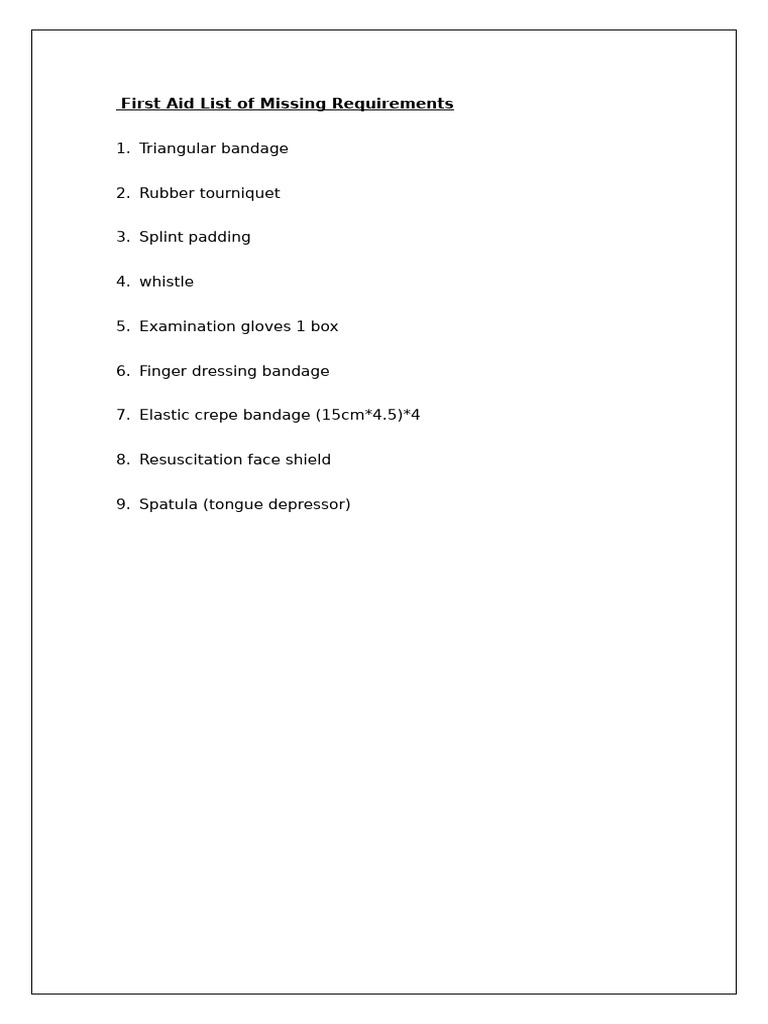 First Aid Box Missing Requirements | PDF
