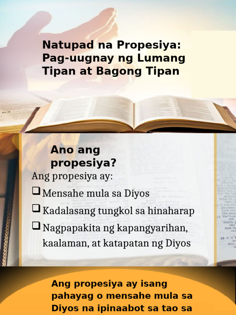 Natupad Na Propesiya: Pag-Uugnay NG Lumang Tipan at Bagong Tipan | PDF
