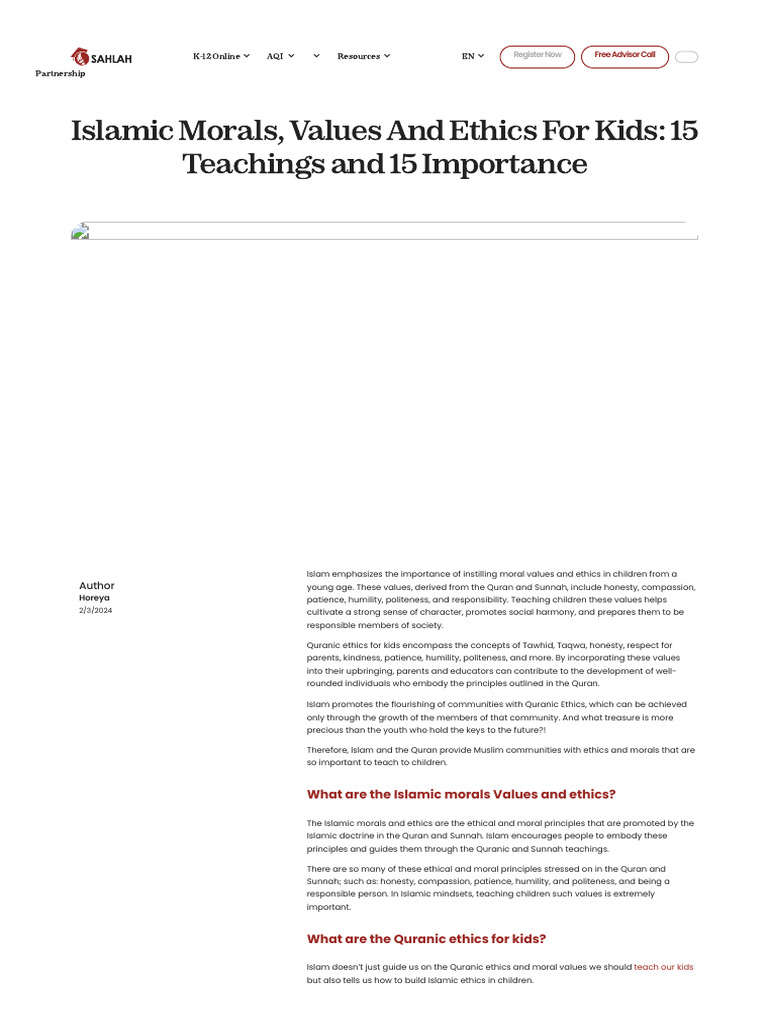 Islamic Moral Values for Children | PDF | Gratitude | Islam