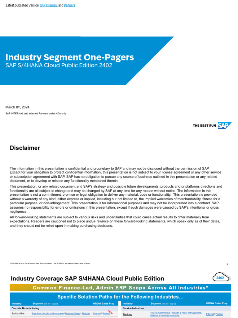 SAP S/4HANA Cloud Internal Overview | PDF | Non Disclosure Agreement