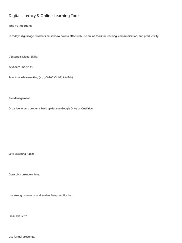 Essential Digital Skills for Students | PDF
