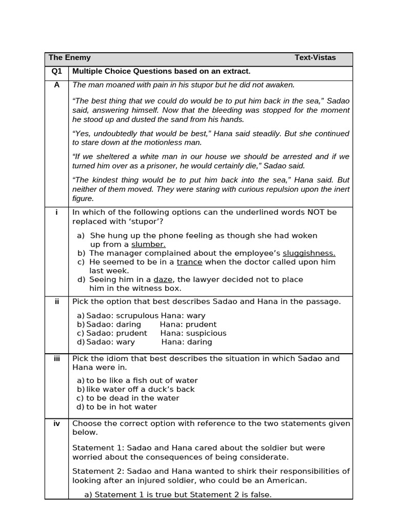 Enemy Questions and Answers Guide | PDF | Prejudices | Psychology