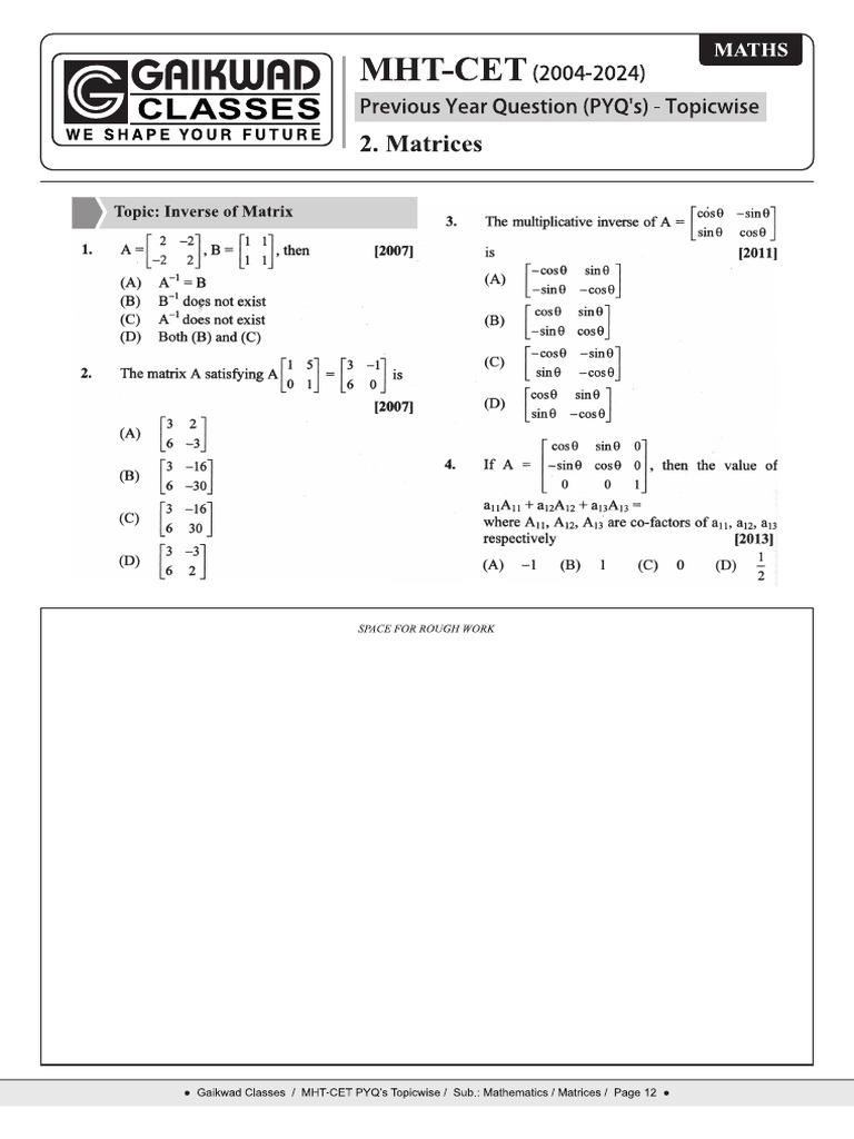 02 Matrices Class 12th 12 18 | PDF