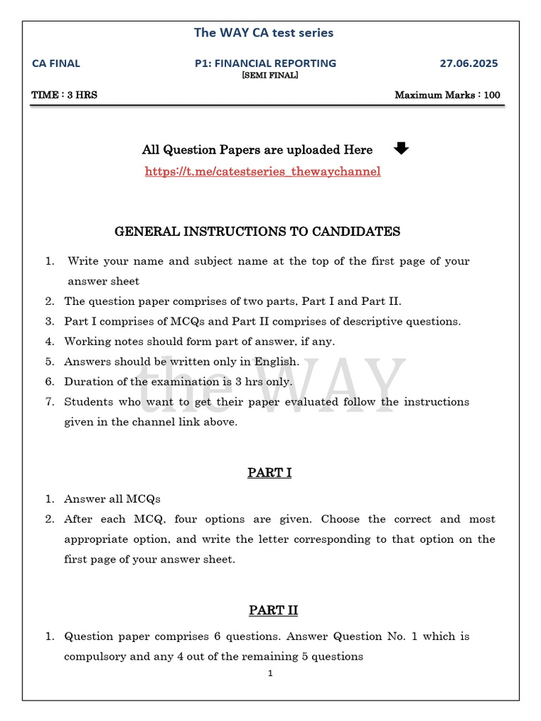 CA Final Sample Paper: Financial Reporting | PDF | Debits And Credits ...