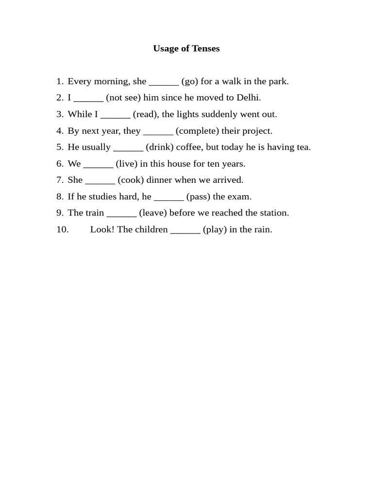 Correct Tense Exercises with Answers | PDF