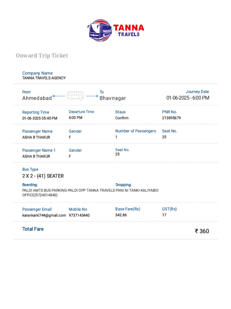 Bus Ticket | PDF