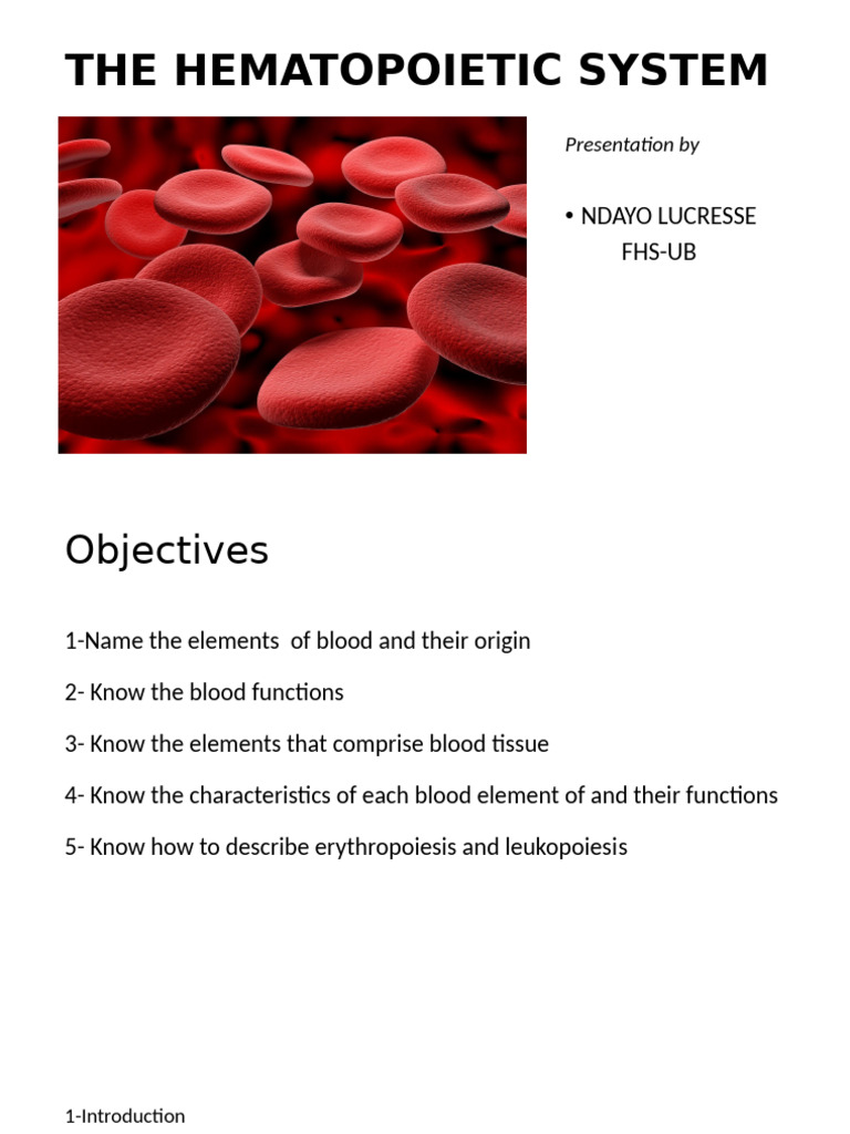 Overview of the Hematopoietic System | PDF | Coagulation | White Blood Cell