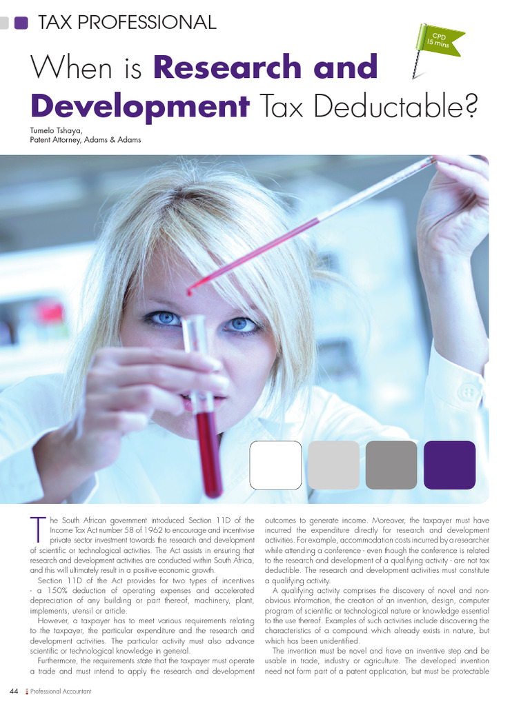 When Is Research and Development Tax Deductable | PDF | Tax Deduction ...