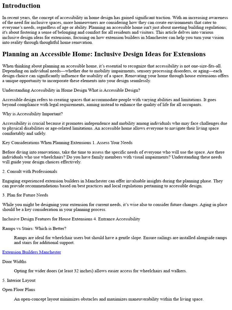 "Planning An Accessible Home: Inclusive Design Ideas For Extensions ...