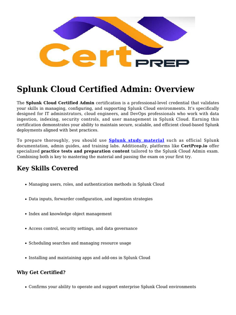 Splunk Cloud Admin Certification Guide | PDF | Cloud Computing ...