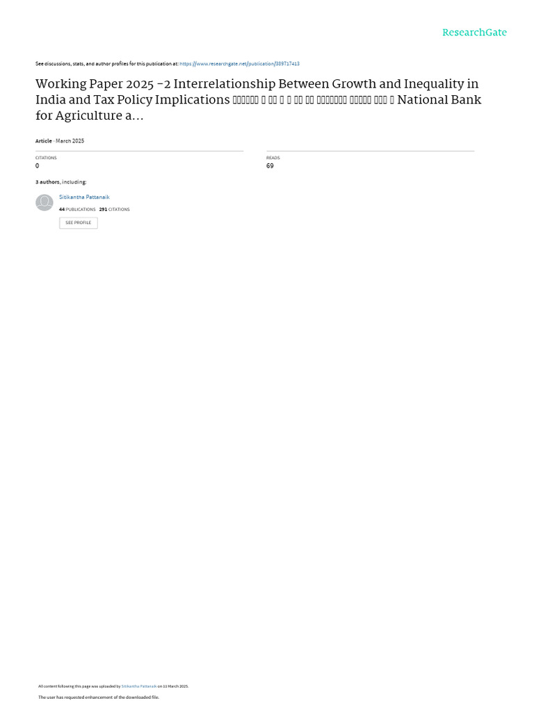 Growth, Inequality, and Tax Policy in India | PDF | Economic Inequality ...
