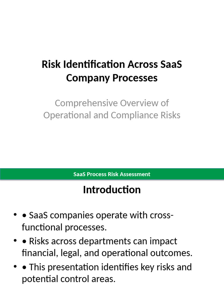 SaaS Company Process Risks Presentation Detailed | PDF | Risk | Audit