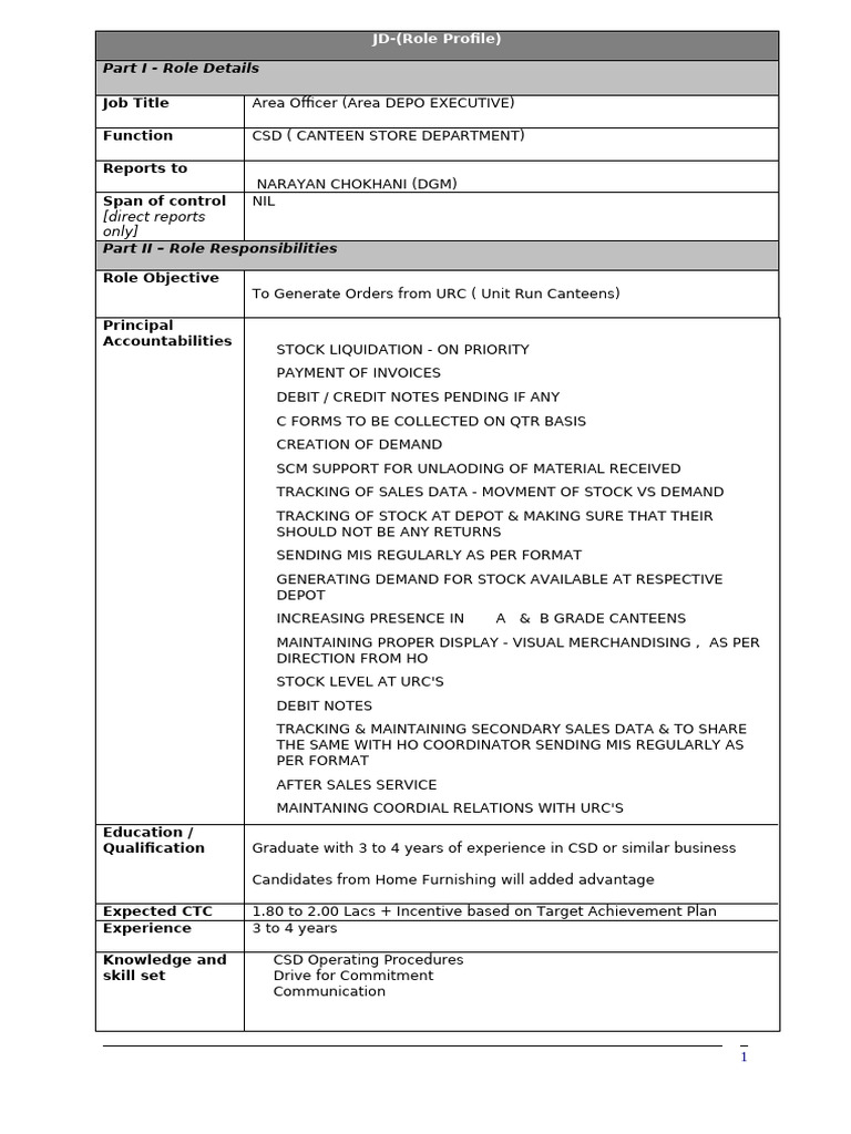 CSD JD | PDF