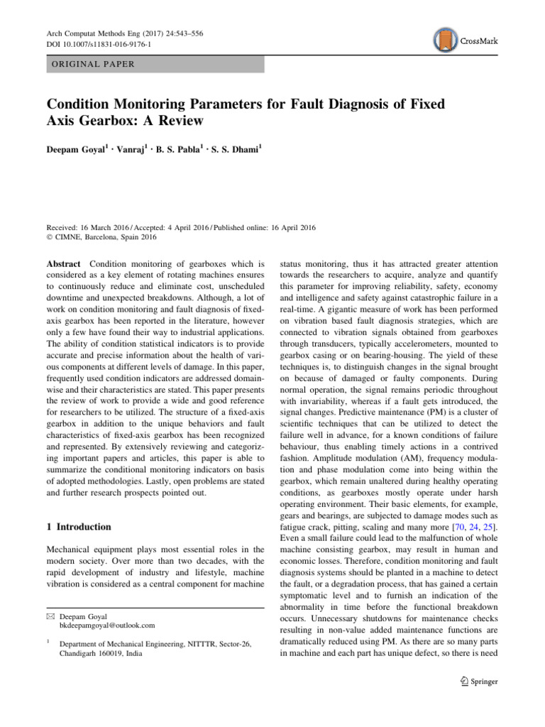 Gearbox Fault Diagnosis: Condition Monitoring Review | PDF | Amplitude ...