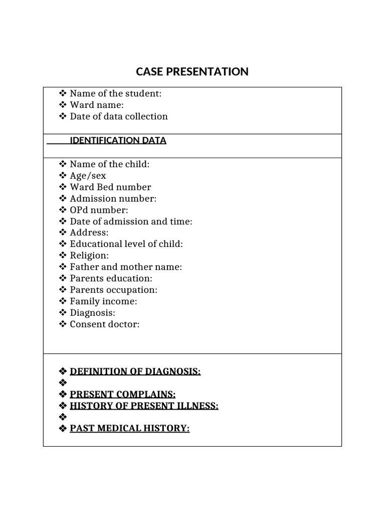 Nursing Case Presentation Format | PDF | Medical Specialties | Diseases ...