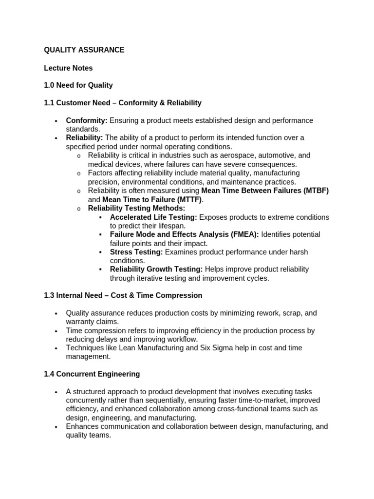 Quality Assurance Overview and Techniques | PDF | Reliability ...