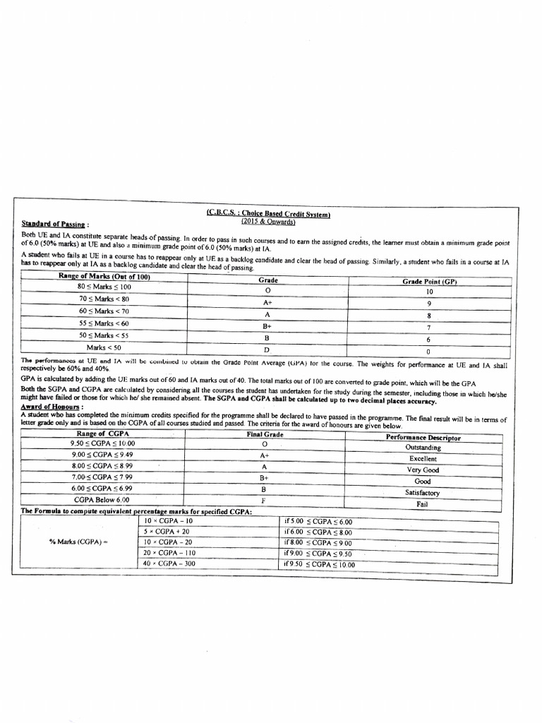 CGPA and Honours Grading System | PDF | Student Assessment And ...