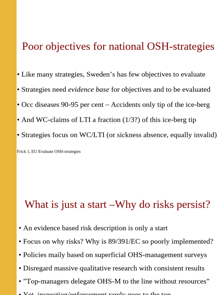 Kaj Frick 160921 Method Evaluate Nat OHS Strategies | PDF