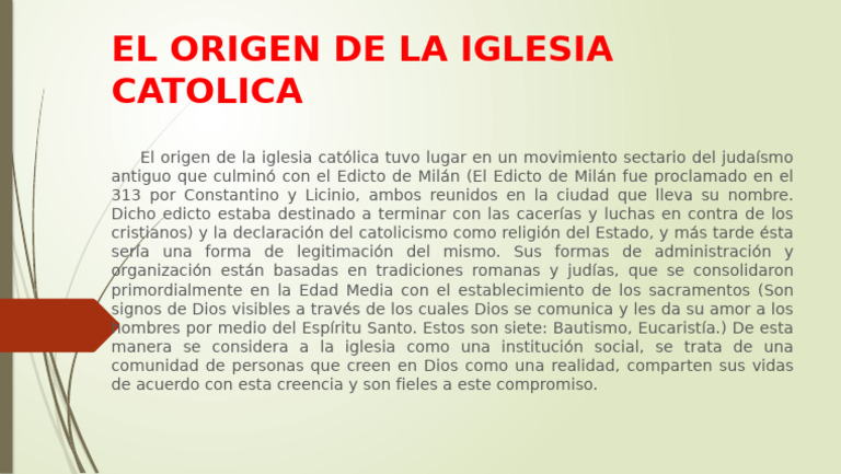 Origen de la Iglesia Católica: Historia y Creencias | PDF