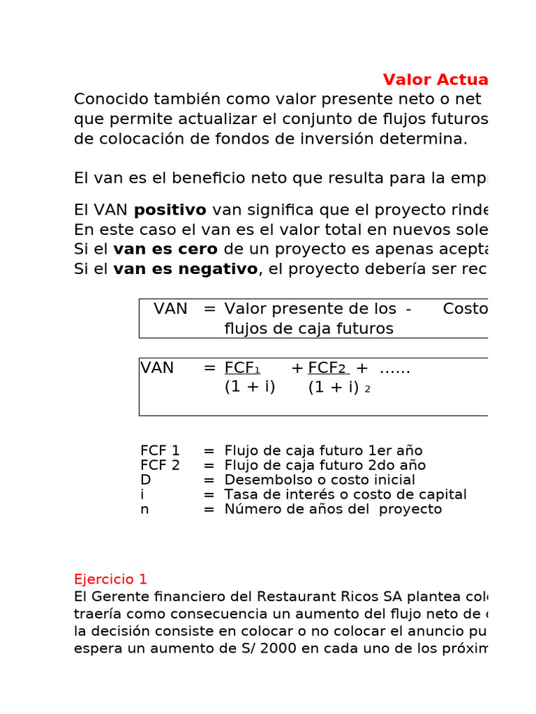 12 VAN Estudiantes | PDF | Valor presente neto | Flujo de efectivo