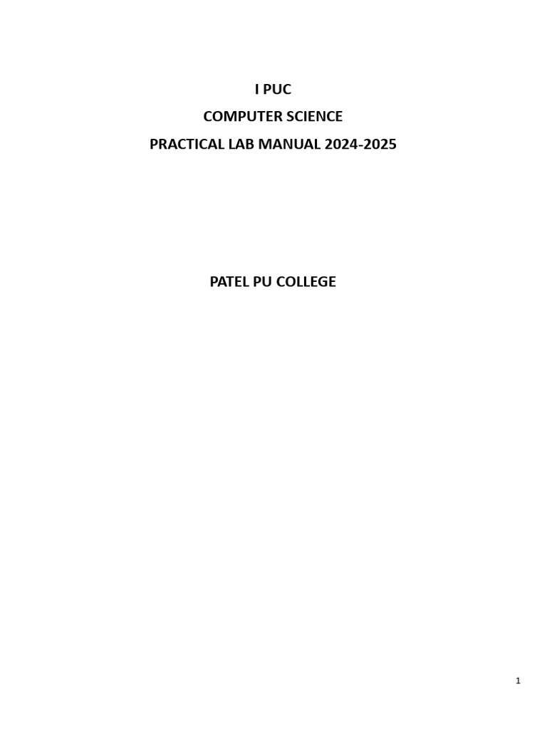 Python Lab Manual for 1st PUC | PDF | Area | Integer (Computer Science)