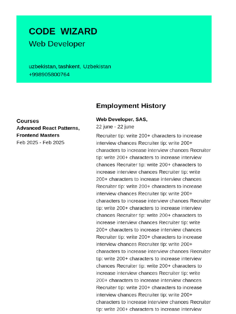 Code Wizard Resume | PDF