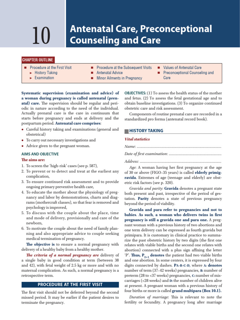 Antenatal Care Guidelines and Procedures | PDF | Pregnancy | Prenatal ...