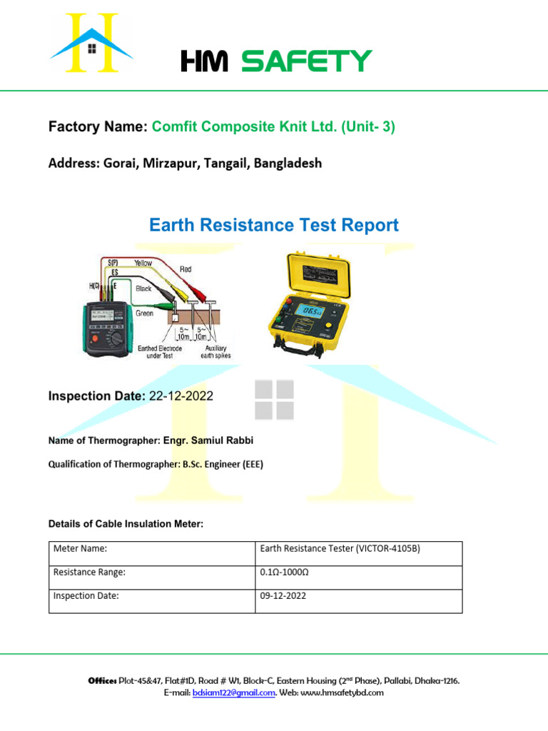 Earth Resistance Test Report Summary | PDF | Physical Quantities ...