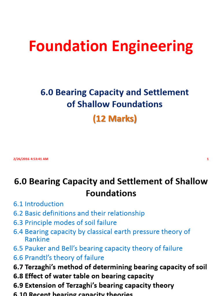 Shallow Foundation Bearing Capacity Guide | PDF | Solid Mechanics ...