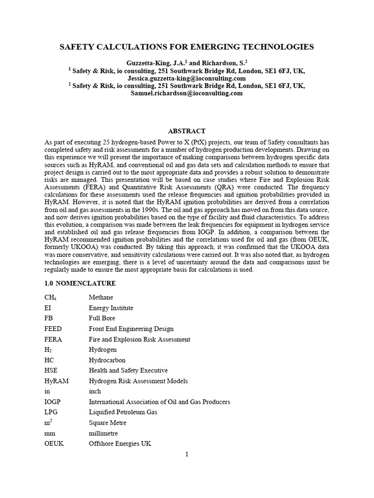 Safety Assessments for Hydrogen Projects | PDF | Hydrogen | Liquefied ...