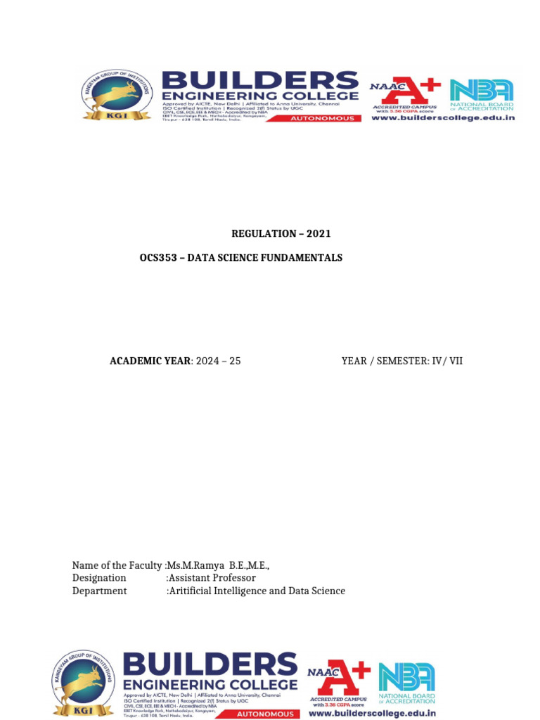 OCS353 Data Science Lab Manual | PDF | Mean Squared Error | Engineering