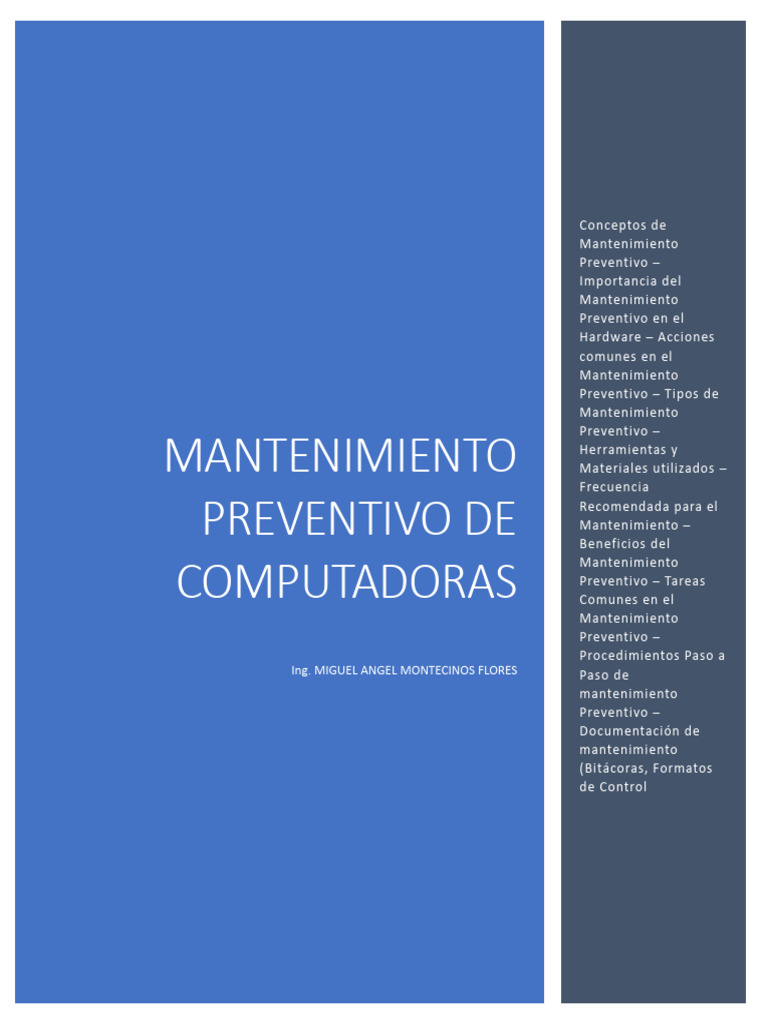 Mantenimiento Preventivo de Computadoras | PDF | Software | Disco duro