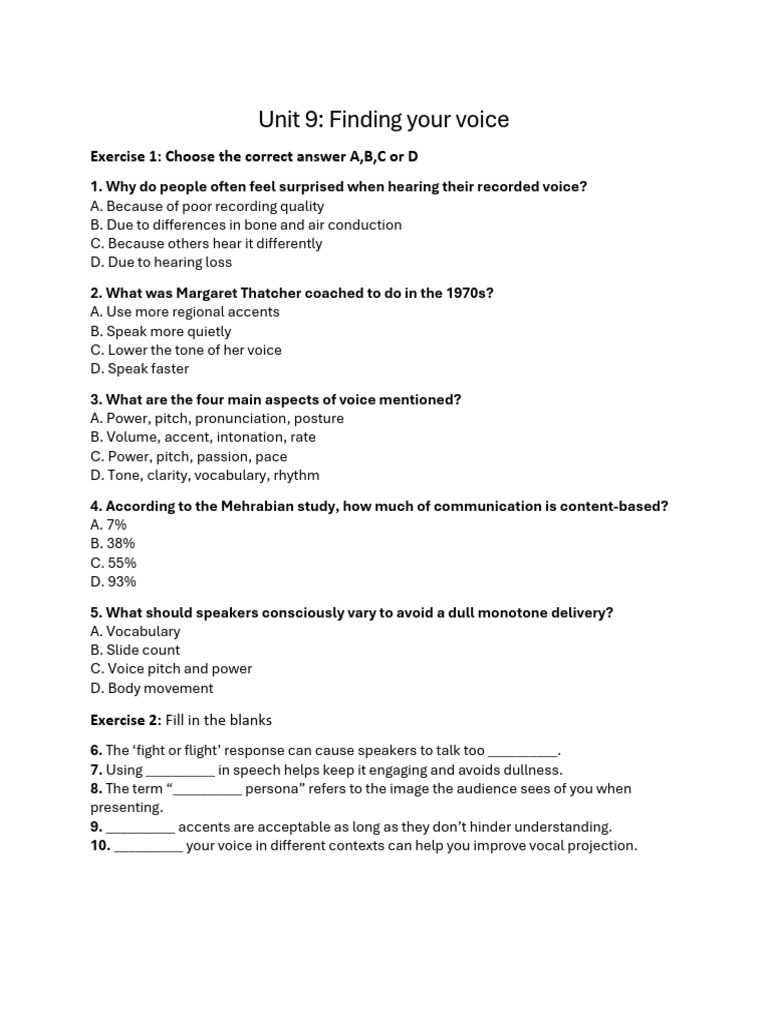 Understanding Your Voice in Speaking | PDF