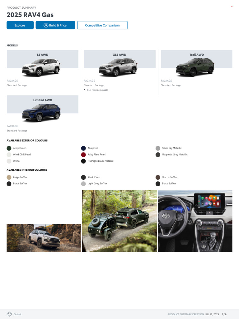 2025 Toyota RAV4 Gas Specifications | PDF | Land Vehicles | Vehicles