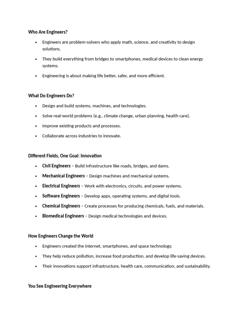 Understanding the Role of Engineers | PDF
