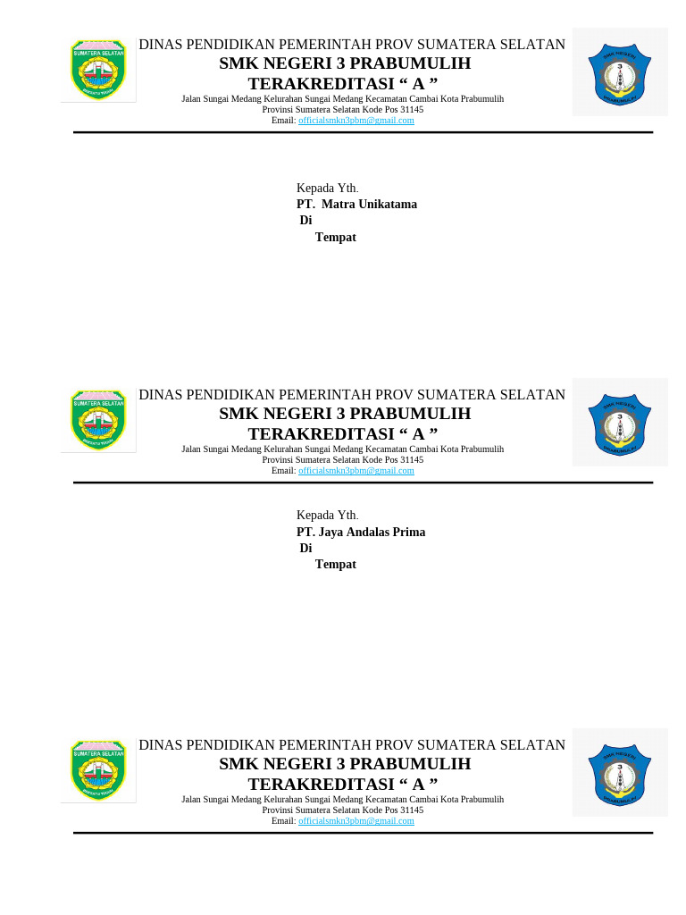 Surat kepada PT Matra Unikatama | PDF