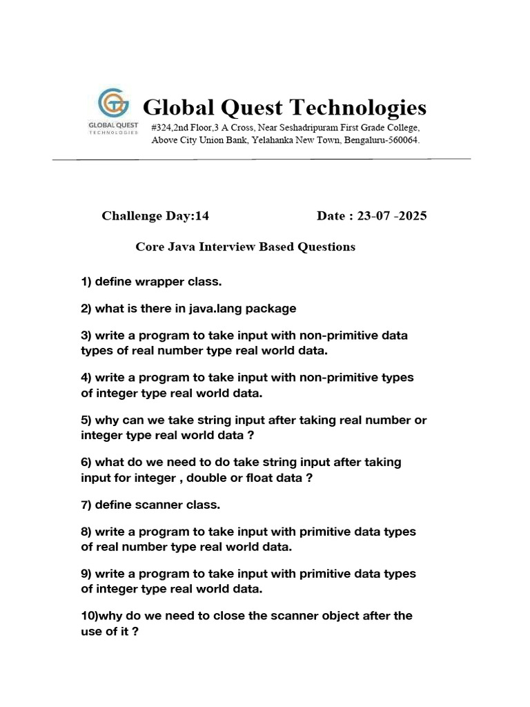 Core Java Interview Questions Guide | PDF