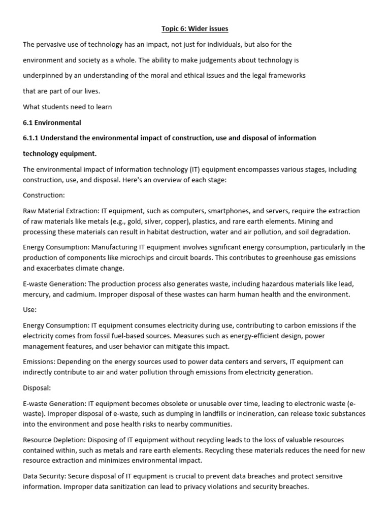 Environmental and Ethical Impacts of IT | PDF | Intellectual Property ...
