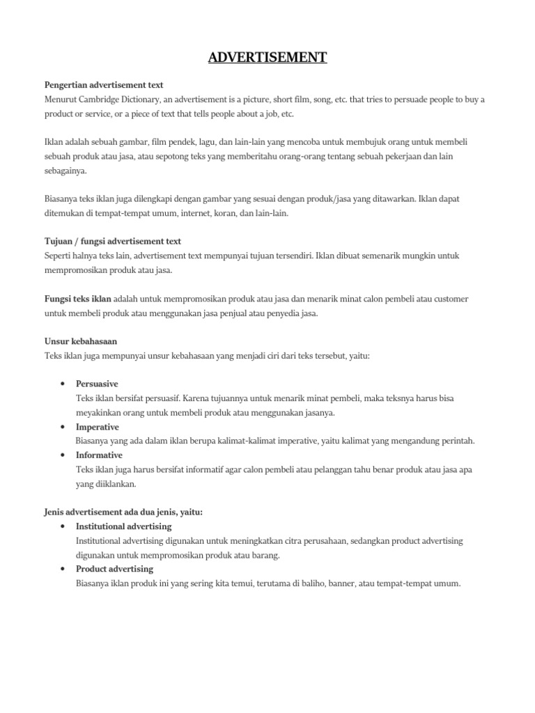 Understanding Advertisement Text Structure | PDF