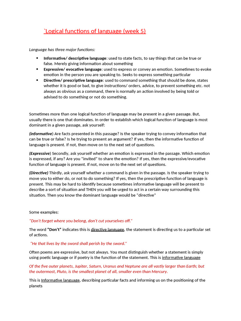 Functions of Language Explained | PDF | Definition | Planets