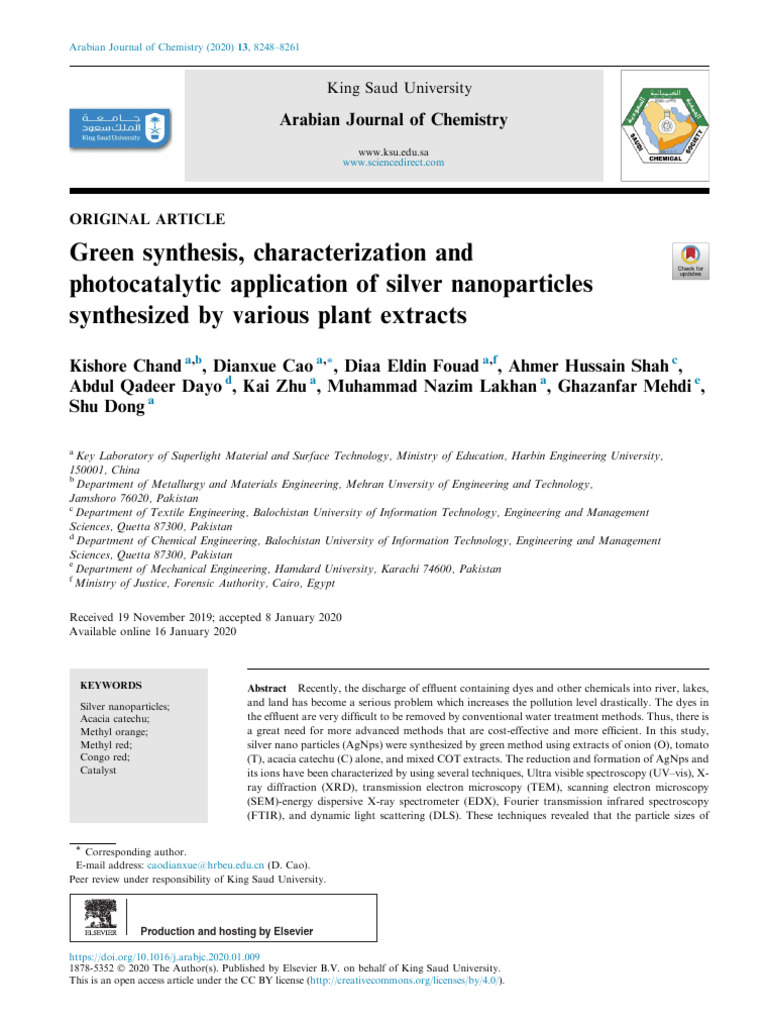 Green Synthesis of Silver Nanoparticles | PDF | Nanoparticle ...